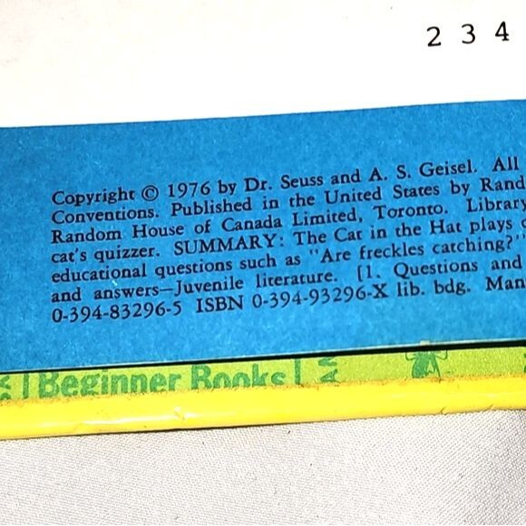 Vintage 1976 "The Cat's Quizzer" By Dr Seuss Children's Book Rare Banned Retired - Picture 3 of 9